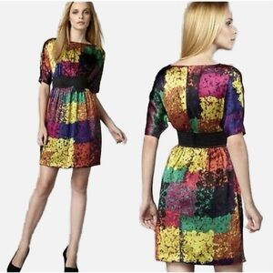 TRINA TURK Fosse Shanghai Silk Bateau Print Dress Size 10